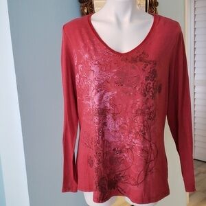 Venezia Long Sleeve V Neck Top Vintage Look